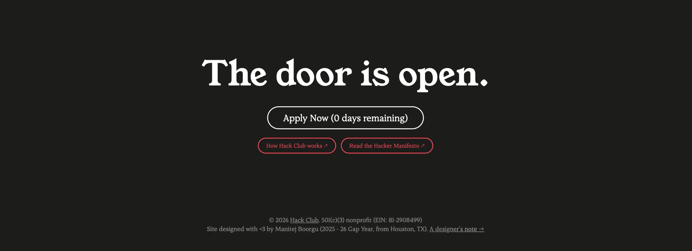 The footer: “Hackers Wanted.”