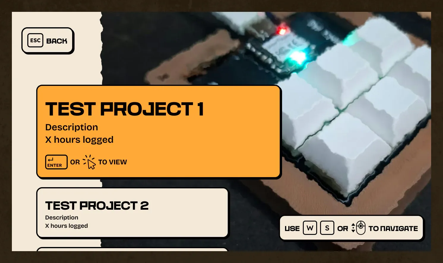 The Horizons project submission screen