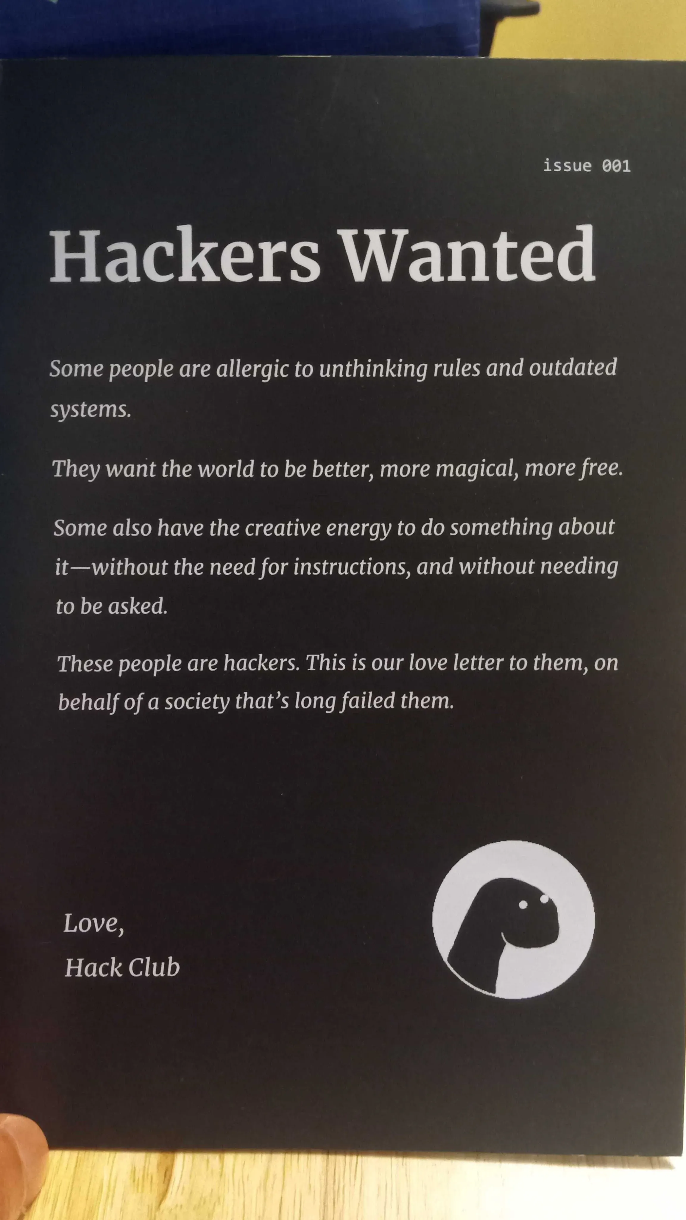 The Hacker Manifesto on a phone