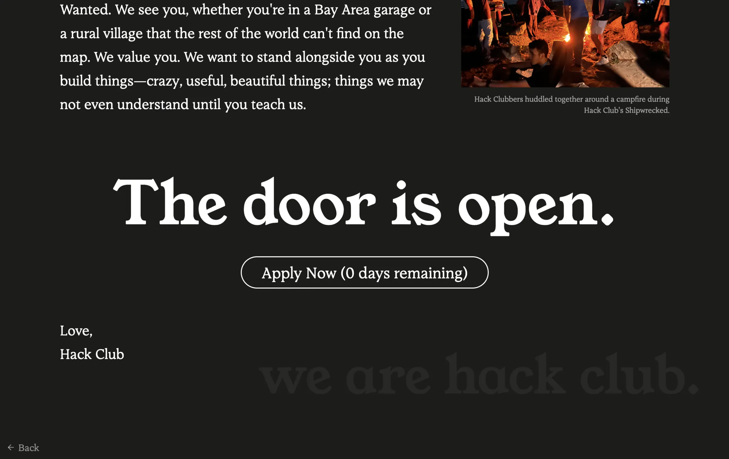 The end of the manifesto page
