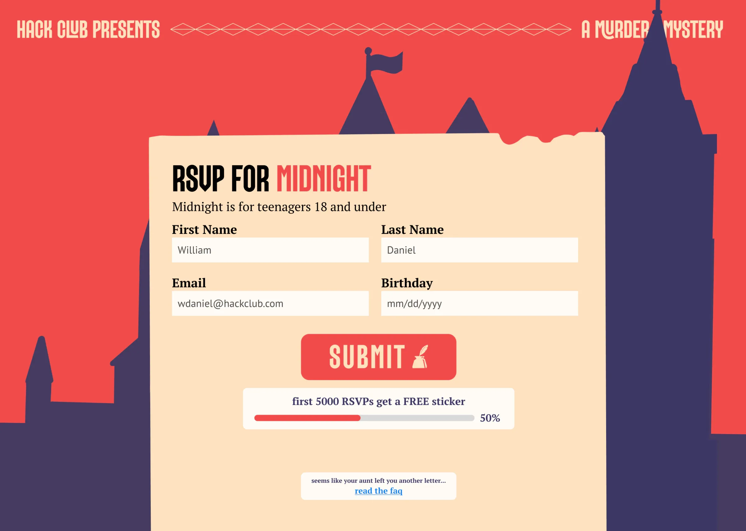 The Midnight schedule page