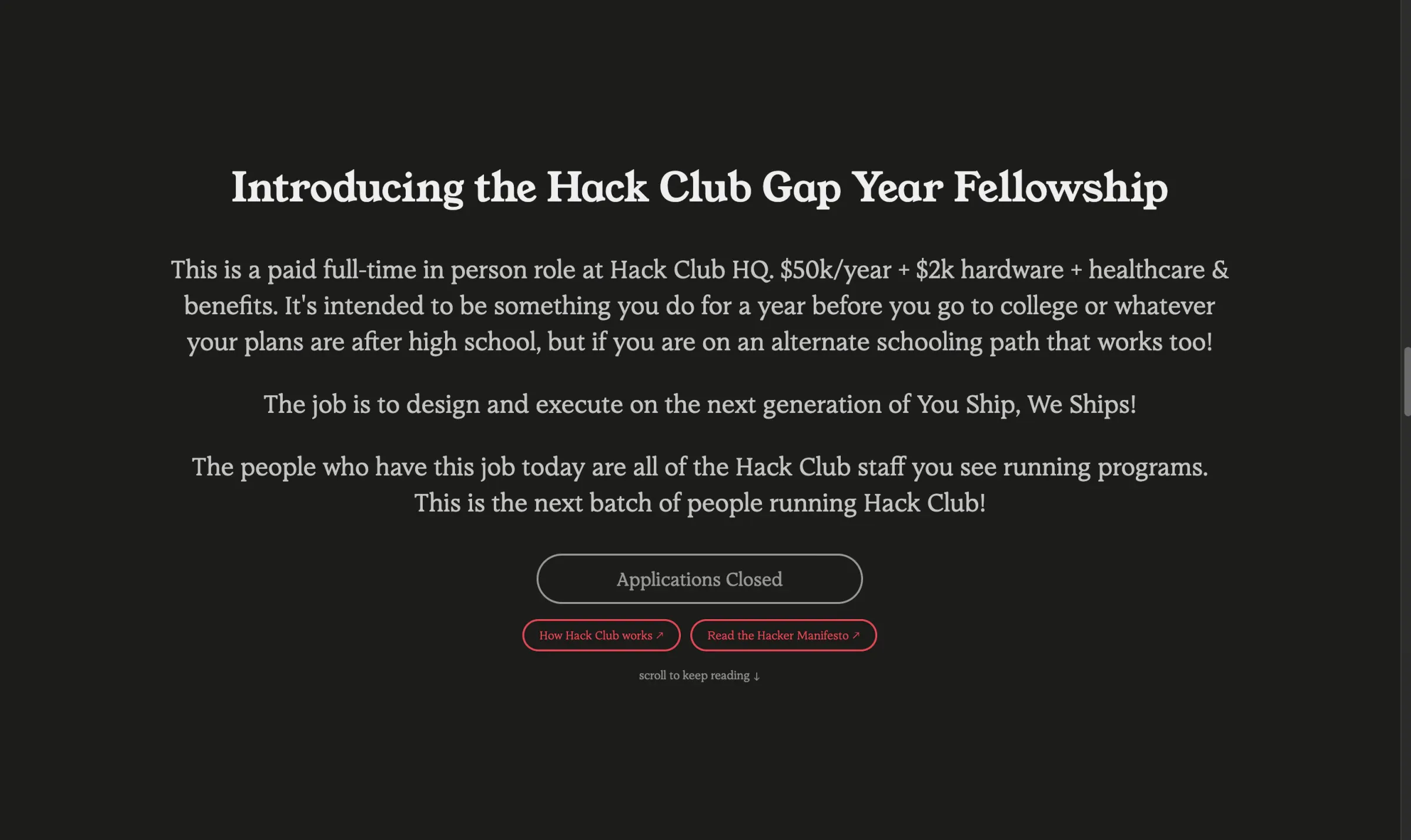 A full-bleed manifesto section in Young Serif
